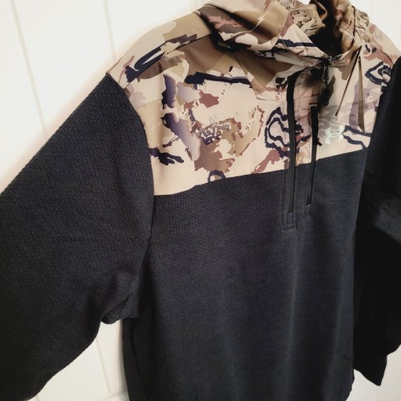 Under Armour Men's Sz Large Specialist Grid ½ Half Zip Hoodie Black/Camo NWT $90 - Picture 6 of 14
